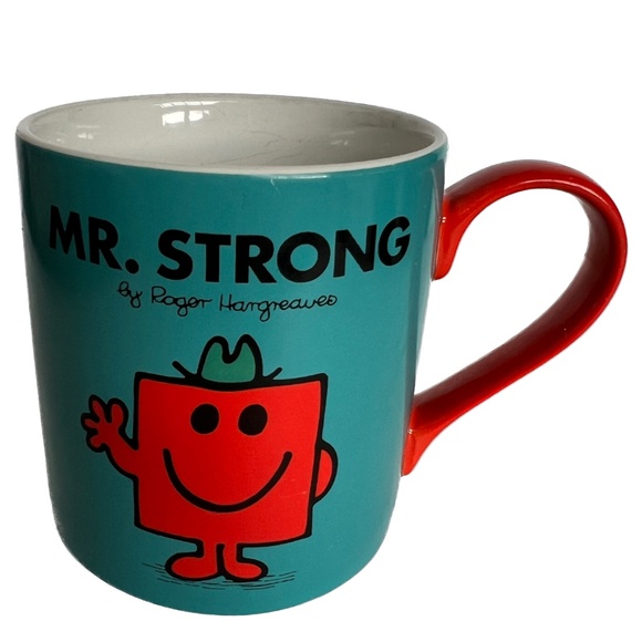 Mr Strong Ceramic Mug Dated 2014 Blue and Red Roger Hangreave Mr Men Little Miss - Picture 1 of 4